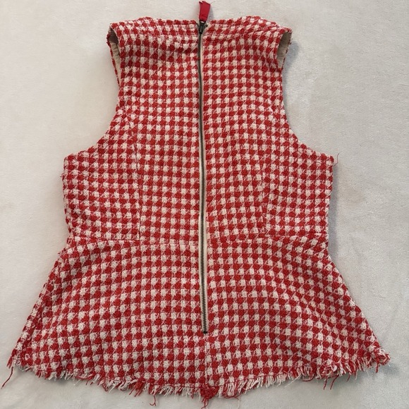Anthropologie Maeve Womens Size 4 Sleeveless Red White Gingham Peplum Top - Picture 5 of 13
